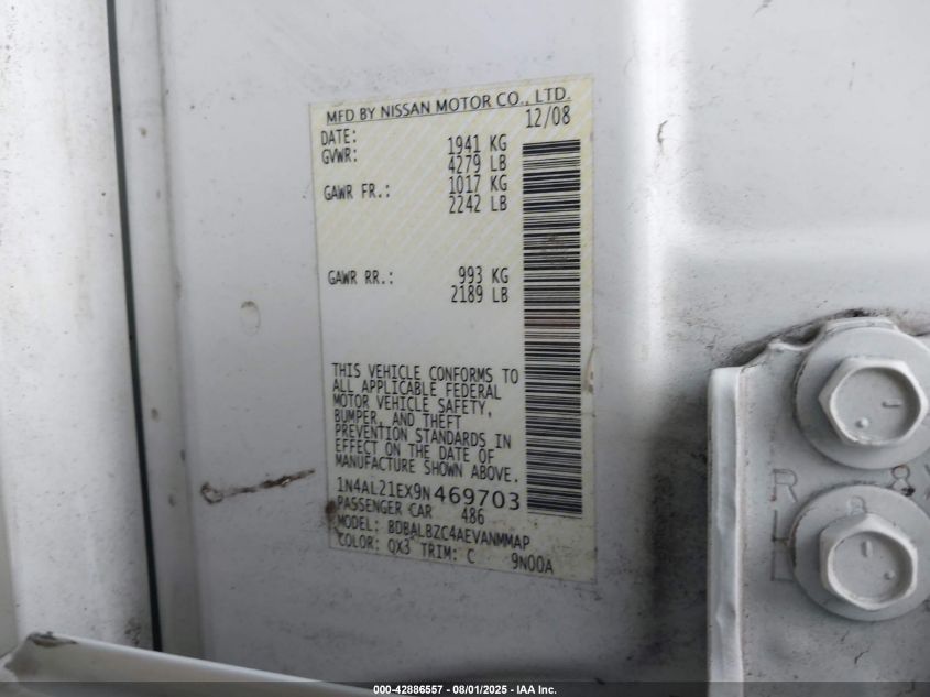 2009 Nissan Altima 2.5 S VIN: 1N4AL21EX9N469703 Lot: 42886557