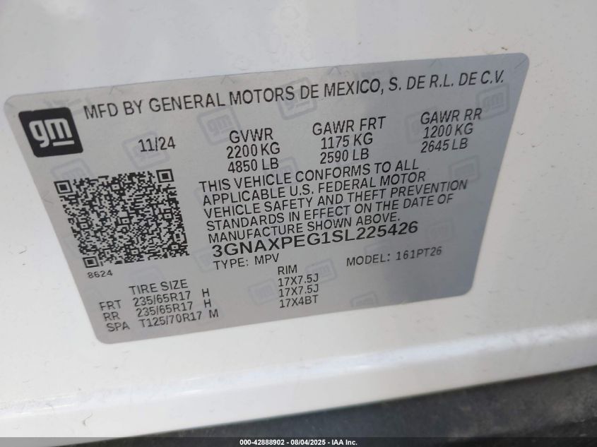 2025 Chevrolet Equinox - 3GNAXPEG1SL225426