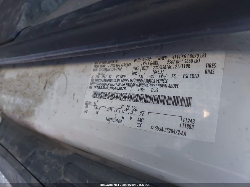 2022 Ford Transit-250 Cargo Van - 1FTBR3U83NKA63878