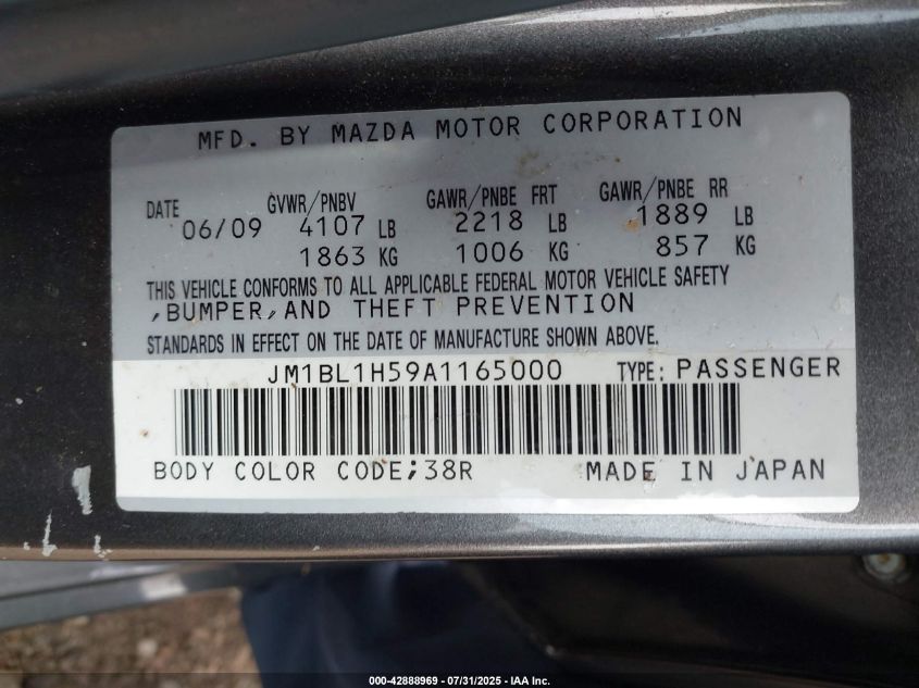 2010 Mazda Mazda3 S Sport VIN: JM1BL1H59A1165000 Lot: 42888969