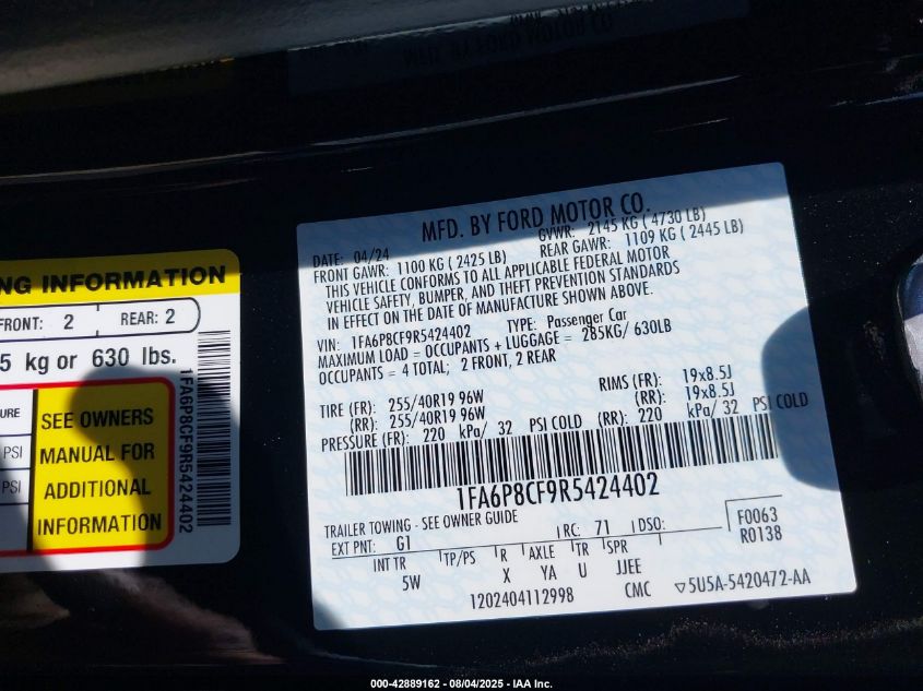 2024 Ford Mustang - 1FA6P8CF9R5424402