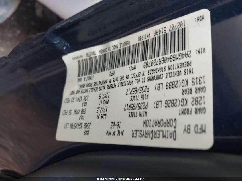 2006 Chrysler Pacifica Touring VIN: 2A4GM68406R720789 Lot: 42889893