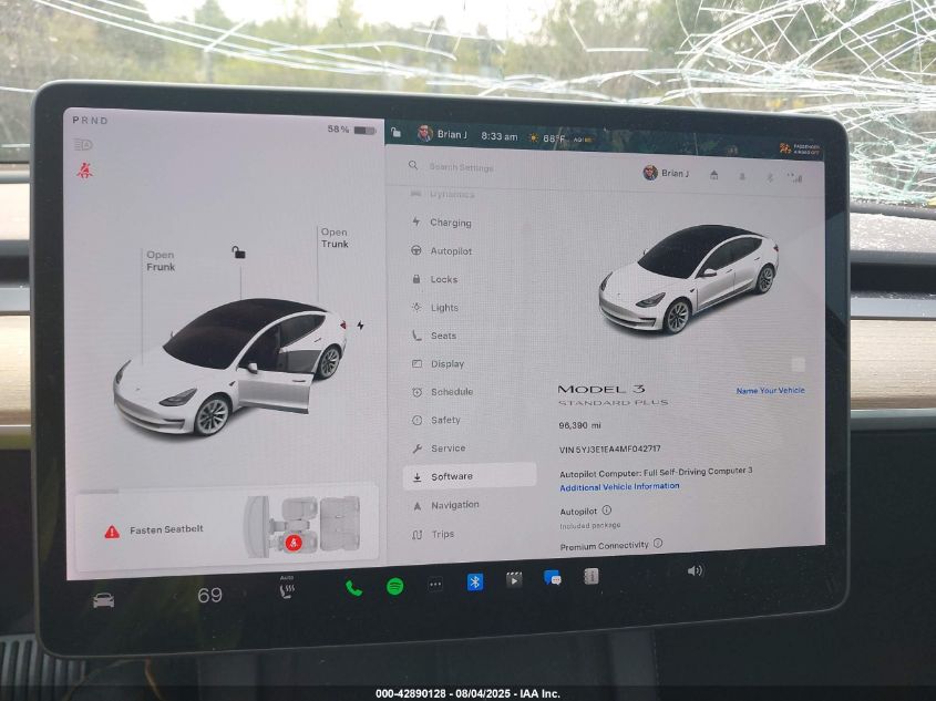 2021 Tesla Model 3 Standard Range Plus Rear-Wheel Drive VIN: 5YJ3E1EA4MF042717 Lot: 42890128