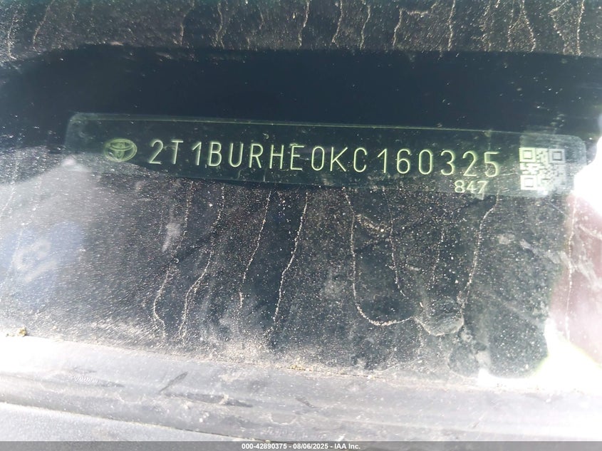 2019 TOYOTA COROLLA SE - 2T1BURHE0KC160325