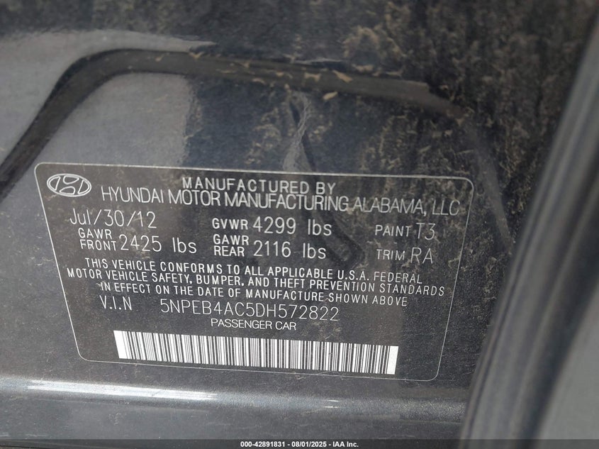 2013 HYUNDAI SONATA GLS - 5NPEB4AC5DH572822