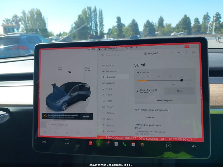 2023 Tesla Model y Awd long Range Dual Motor All-wheel Drive Grey Lot 111042892659 Vin 7SAYGDEE4PF935997