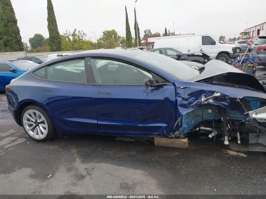 2022 Tesla Model 3 Rear-Wheel Drive VIN: 5YJ3E1EA8NF248723 Lot: 42892932