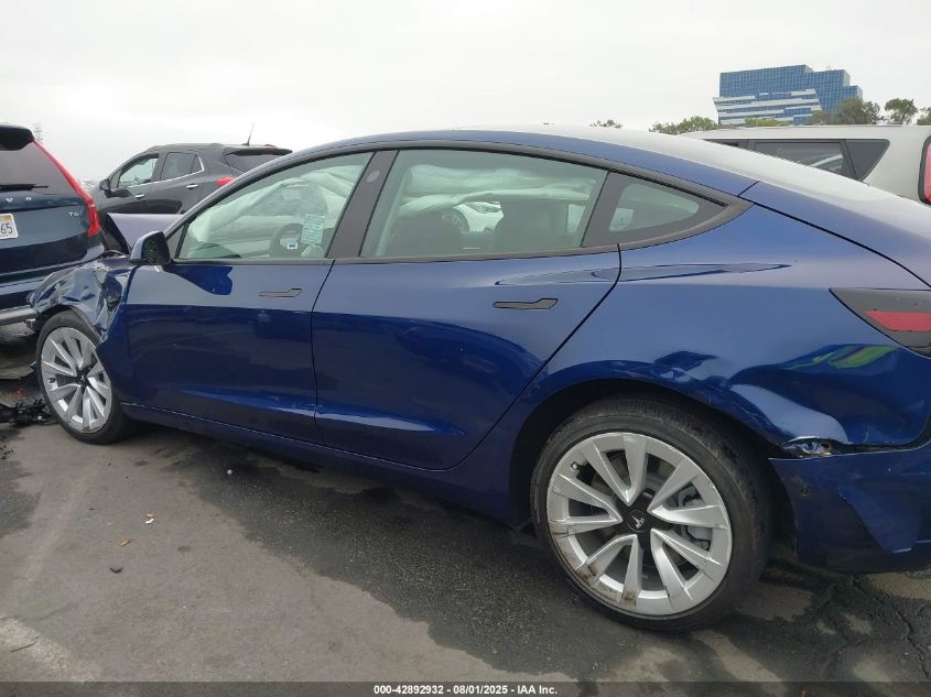 2022 Tesla Model 3 Rear-Wheel Drive VIN: 5YJ3E1EA8NF248723 Lot: 42892932