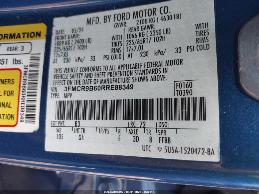 2024 Ford Bronco Sport - 3FMCR9B60RRE88349