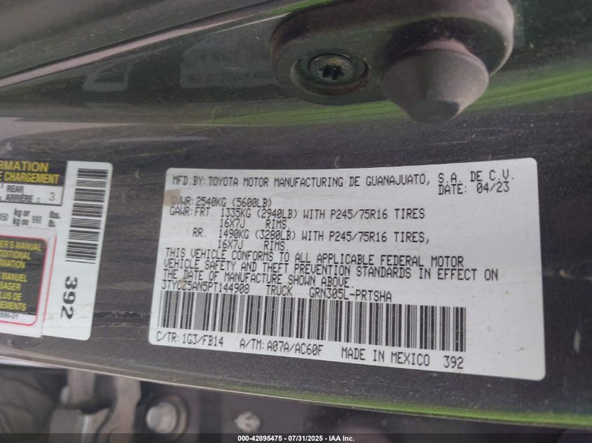 2023 Toyota Tacoma Sr V6 VIN: 3TYCZ5AN5PT144908 Lot: 43440441