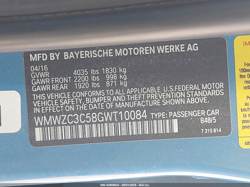 2016 MINI COUNTRYMAN COOPER S - WMWZC3C58GWT10084