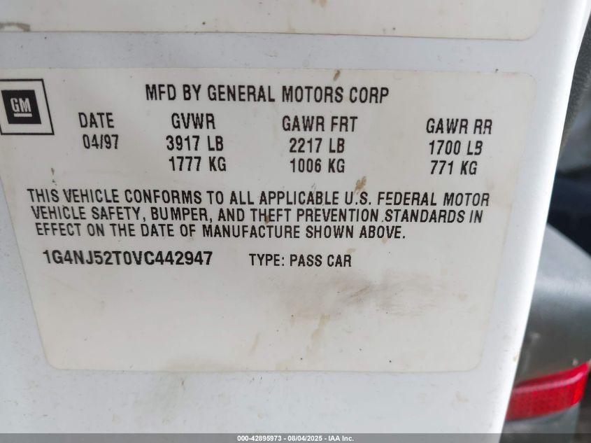 1997 Buick Skylark Custom VIN: 1G4NJ52T0VC442947 Lot: 42895973