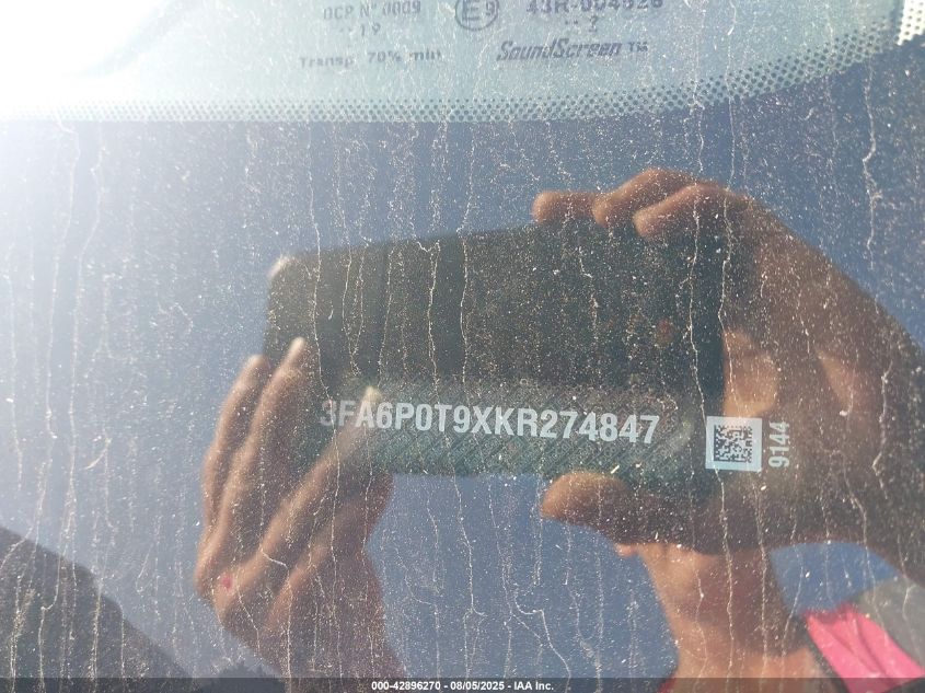 2019 Ford Fusion Se VIN: 3FA6P0T9XKR274847 Lot: 42896270