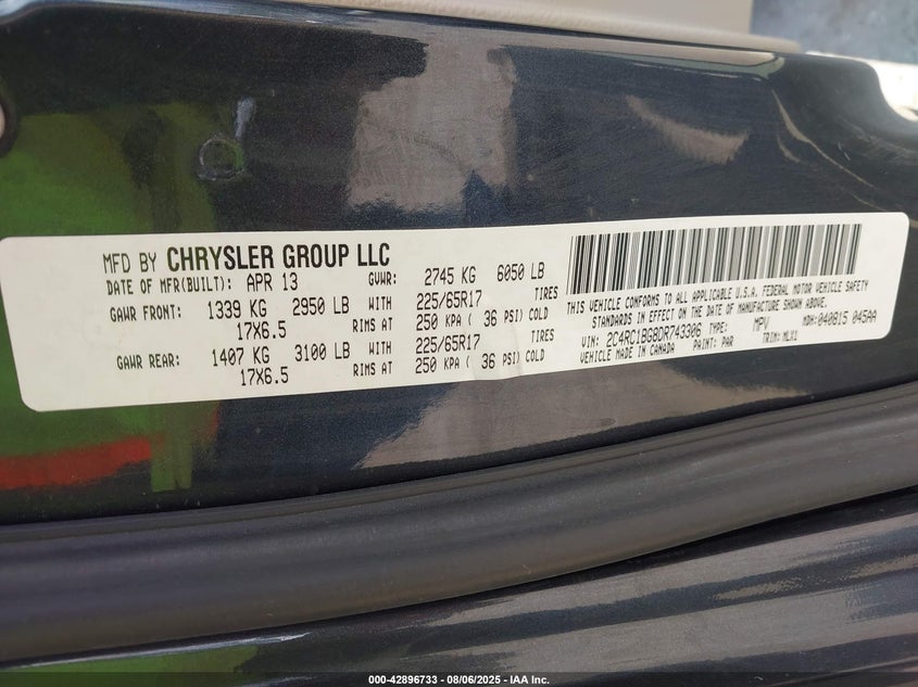 2C4RC1BG8DR743306 2013 CHRYSLER TOWN & COUNTRY photo no. 9
