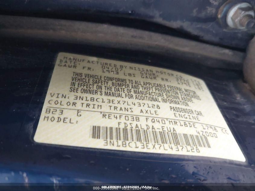 2007 Nissan Versa 1.8S VIN: 3N1BC13EX7L437128 Lot: 42896990