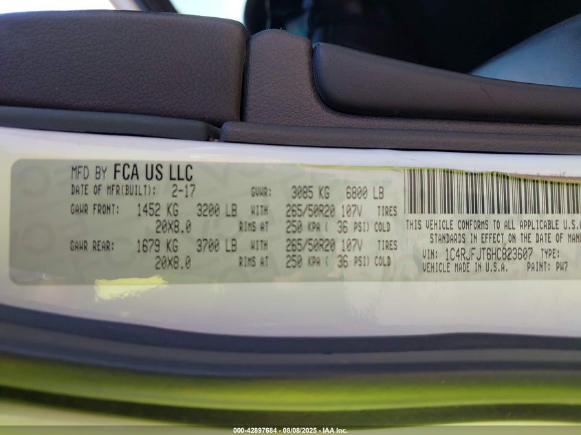 2017 JEEP GRAND CHEROKEE SUMMIT 4X4 1C4RJFJT6HC823607