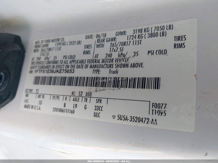 2018 FORD F-150 XL 1FTFX1E59JKE75653