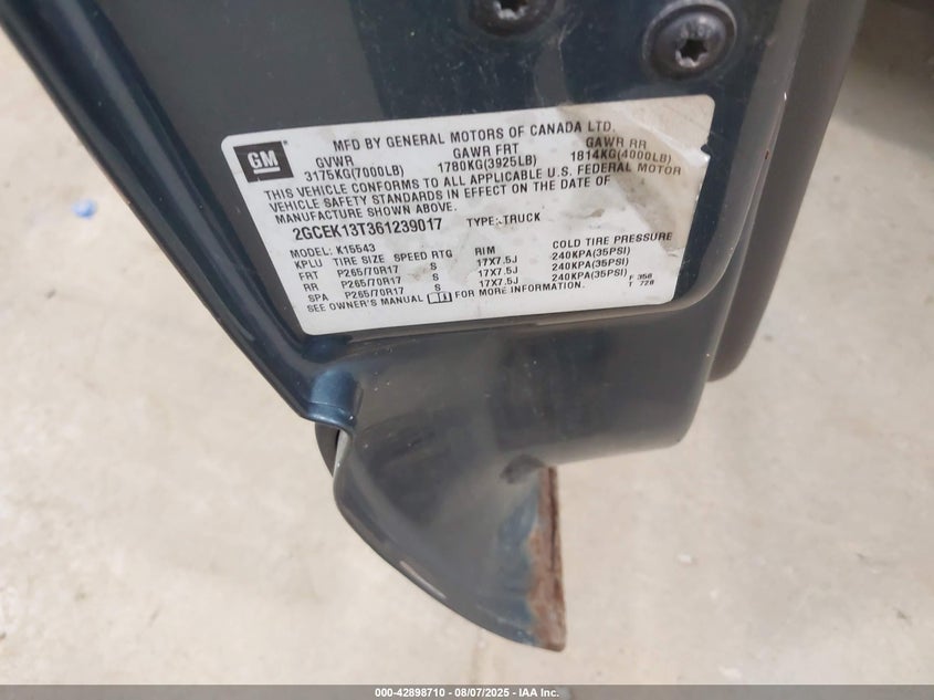2006 Chevrolet Silverado 1500 Lt1 VIN: 2GCEK13T361239017 Lot: 42898710