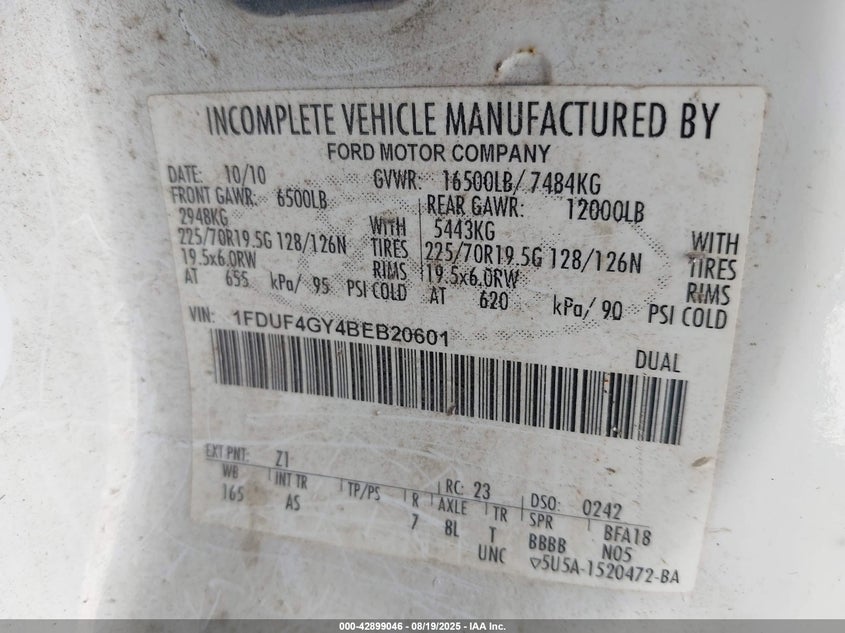 1FDUF4GY4BEB20601 2011 FORD F450 photo no. 3