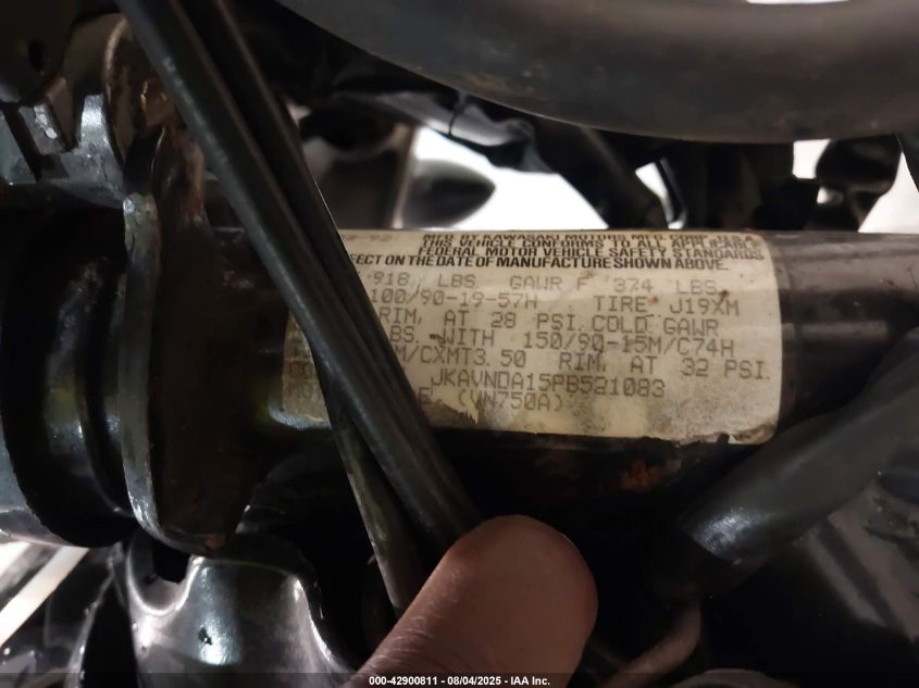 1993 Kawasaki Vn750 VIN: JKAVNDA15PB21083X Lot: 42900811