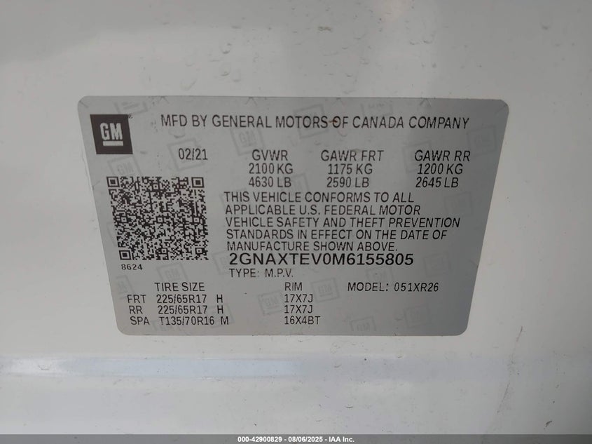 2021 CHEVROLET EQUINOX AWD 2FL - 2GNAXTEV0M6155805