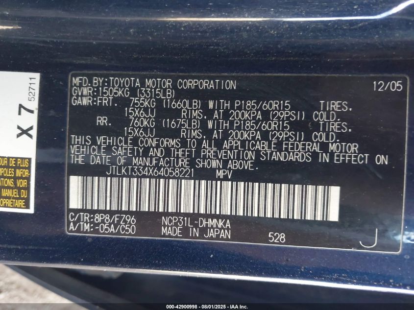 2006 Scion Xb VIN: JTLKT334X64058221 Lot: 42900998