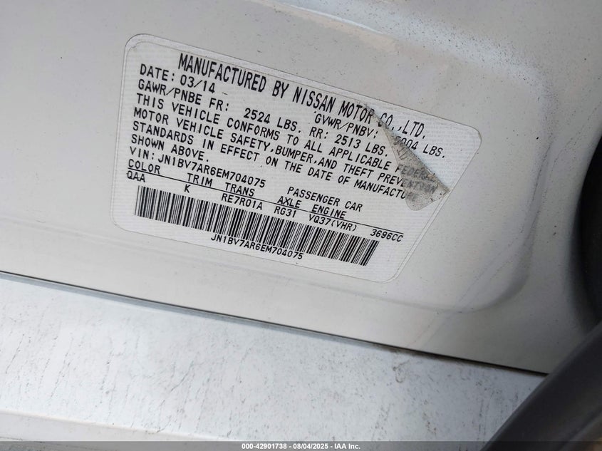 2014 INFINITI Q50 SPORT - JN1BV7AR6EM704075