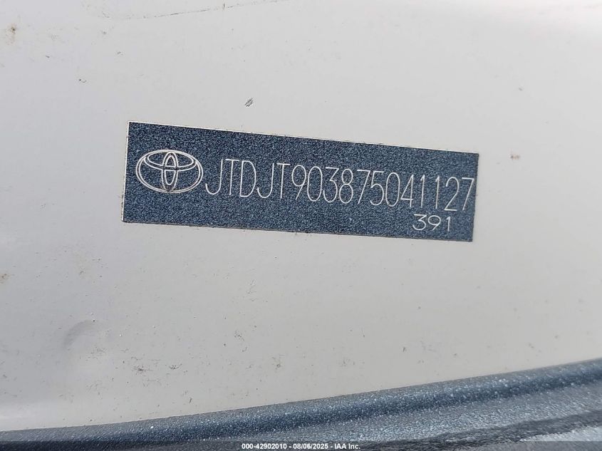 2007 Toyota Yaris VIN: JTDJT903875041127 Lot: 42902010