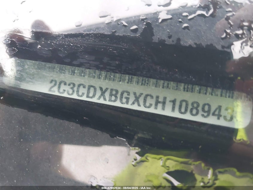 2012 Dodge Charger Se VIN: 2C3CDXBGXCH108943 Lot: 42902534