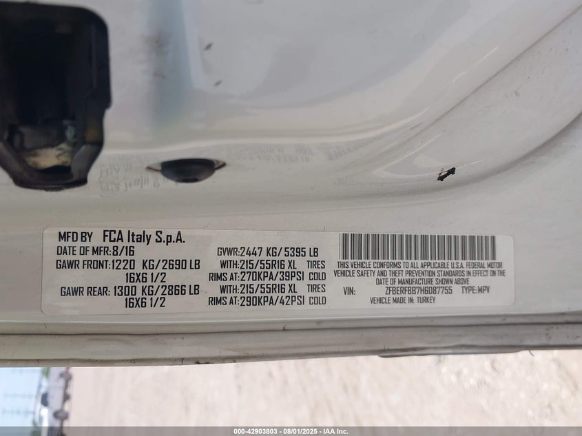 2017 RAM PROMASTER CITY TRADESMAN SLT - ZFBERFBB7H6D87755