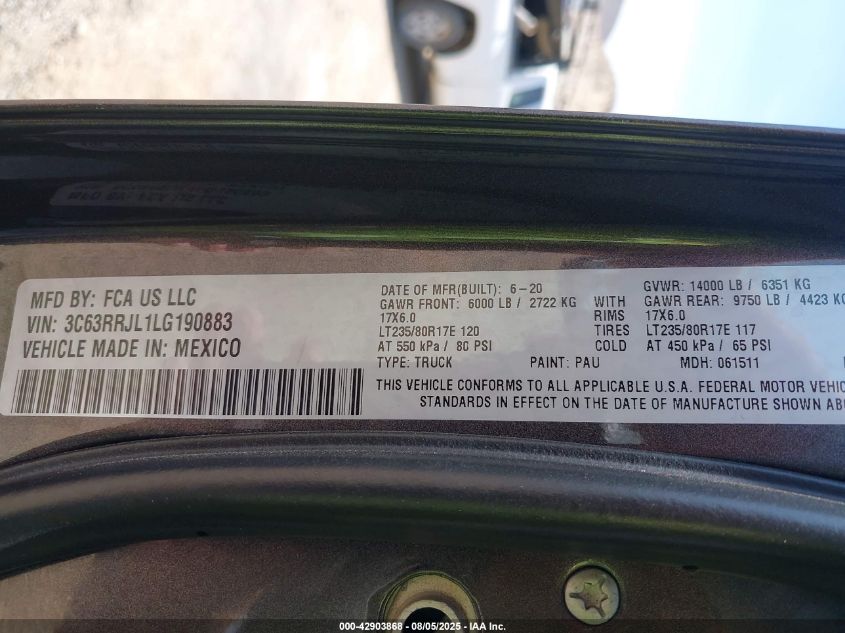 2020 Ram 3500 - 3C63RRJL1LG190883