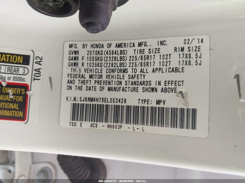 2014 HONDA CR-V EX-L - 5J6RM4H79EL053428