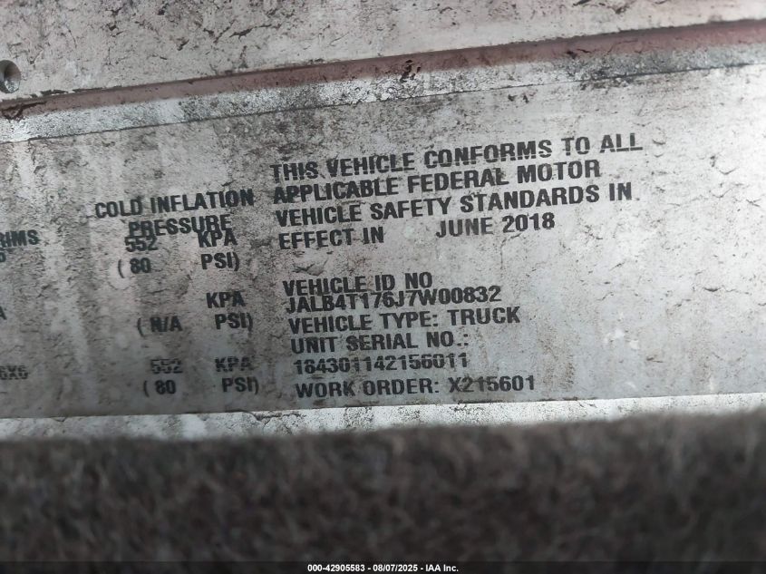 2018 Isuzu Reach VIN: JALB4T176J7W00832 Lot: 42905583