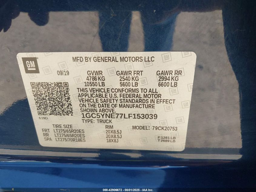 2020 Chevrolet Silverado 2500 - 1GC5YNE77LF153039