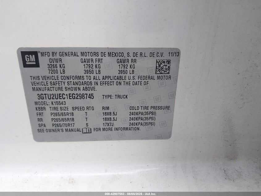 2014 GMC SIERRA 1500 SLE - 3GTU2UEC1EG298745