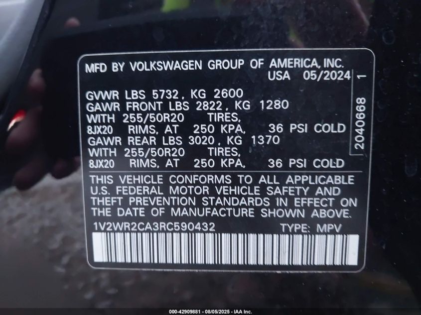 2024 Volkswagen Atlas - 1V2WR2CA3RC590432