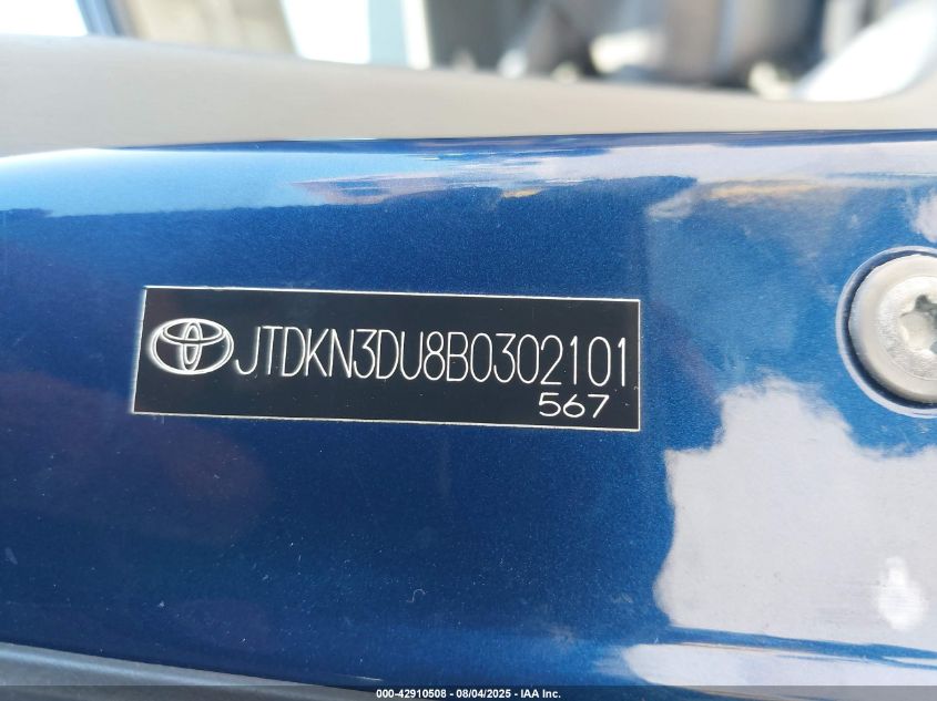 2011 Toyota Prius Two VIN: JTDKN3DU8B0302101 Lot: 42910508