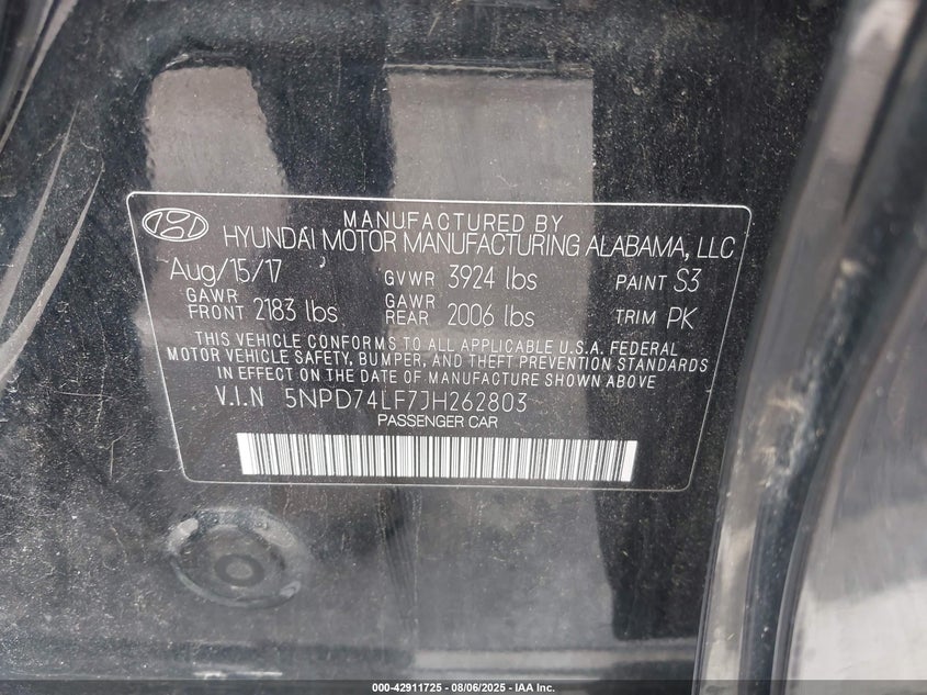 2018 HYUNDAI ELANTRA SE - 5NPD74LF7JH262803