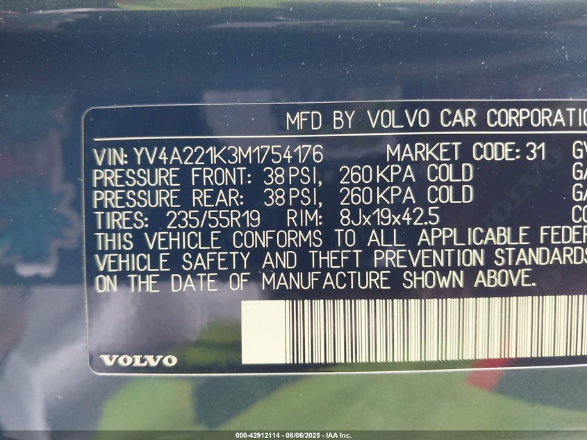 2021 VOLVO XC90 T6 MOMENTUM 6 PASSENGER - YV4A221K3M1754176