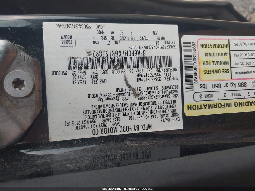 2016 FORD FUSION SE 3FA6P0H7XGR152892