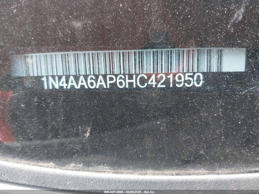 2017 Nissan Maxima 3.5 Platinum VIN: 1N4AA6AP6HC421950 Lot: 42912665