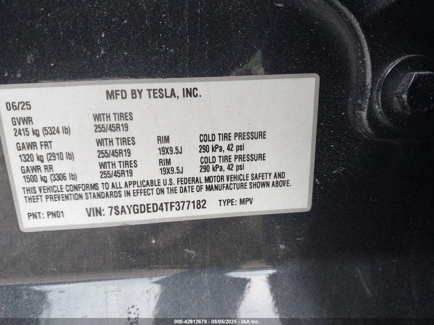 2026 TESLA MODEL Y(VIN: 7SAYGDED4TF377182