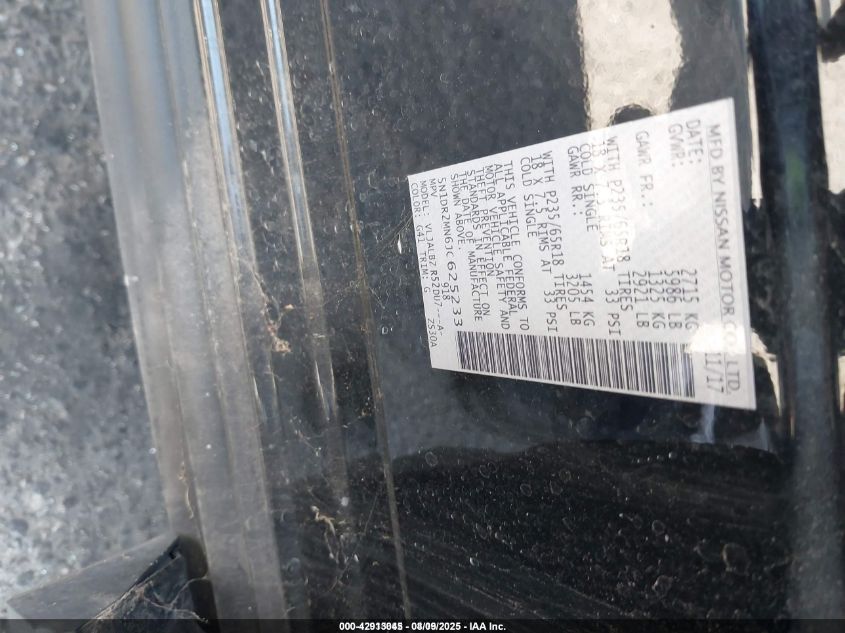 2018 Nissan Pathfinder S VIN: 5N1DR2MN6JC625233 Lot: 42913045