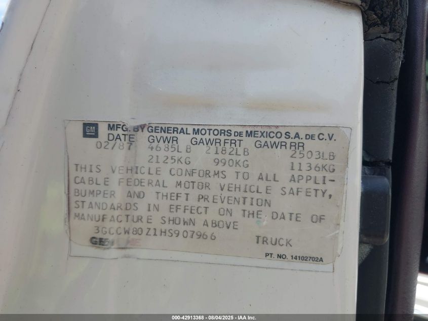 1987 Chevrolet El Camino VIN: 3GCCW80Z1HS907966 Lot: 42913368