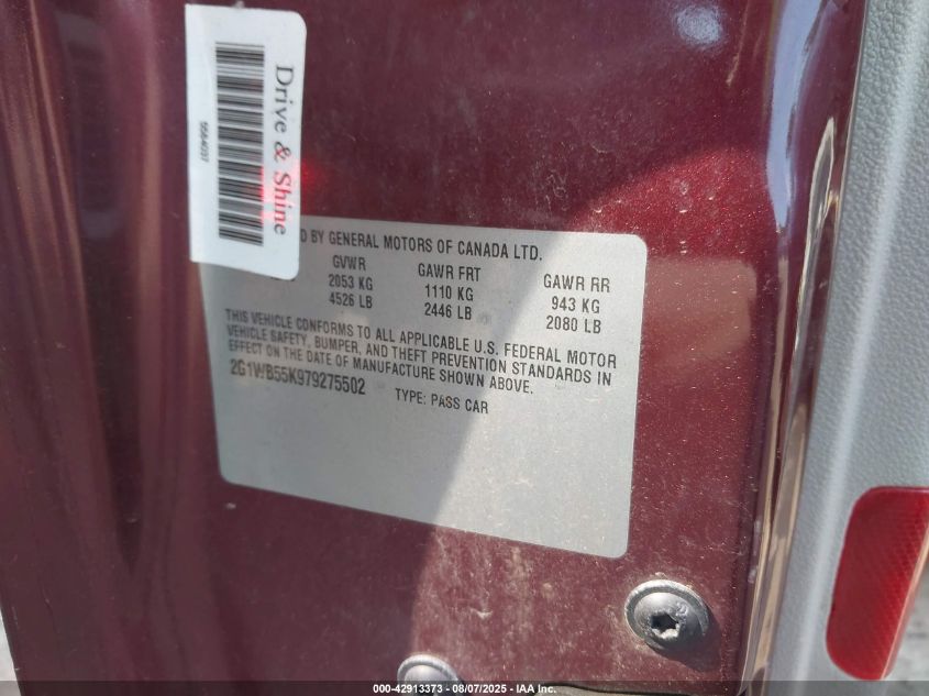 2007 Chevrolet Impala Ls VIN: 2G1WB55K979275502 Lot: 42913373