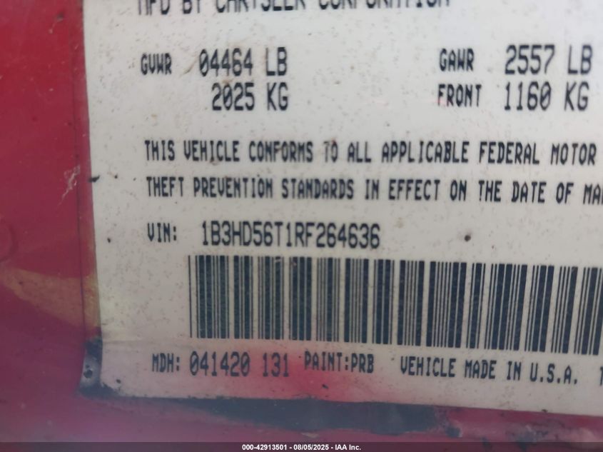 1994 Dodge Intrepid Es VIN: 1B3HD56T1RF264636 Lot: 43423779