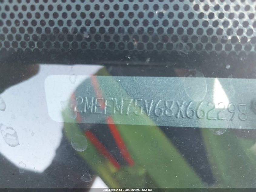 2008 Mercury Grand Marquis Ls VIN: 2MEFM75V68X662298 Lot: 42915114