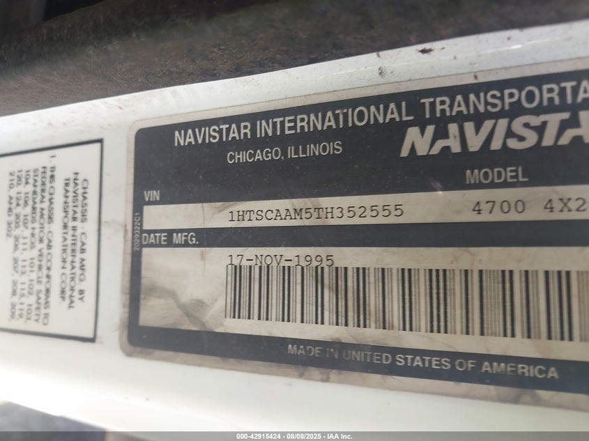 1996 International 4000 4700 VIN: 1HTSCAAM5TH352555 Lot: 42915424
