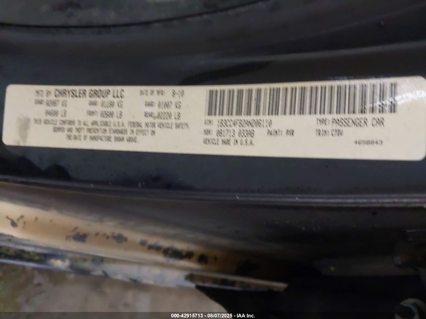 2010 Dodge Avenger Sxt VIN: 1B3CC4FB2AN206110 Lot: 42915713