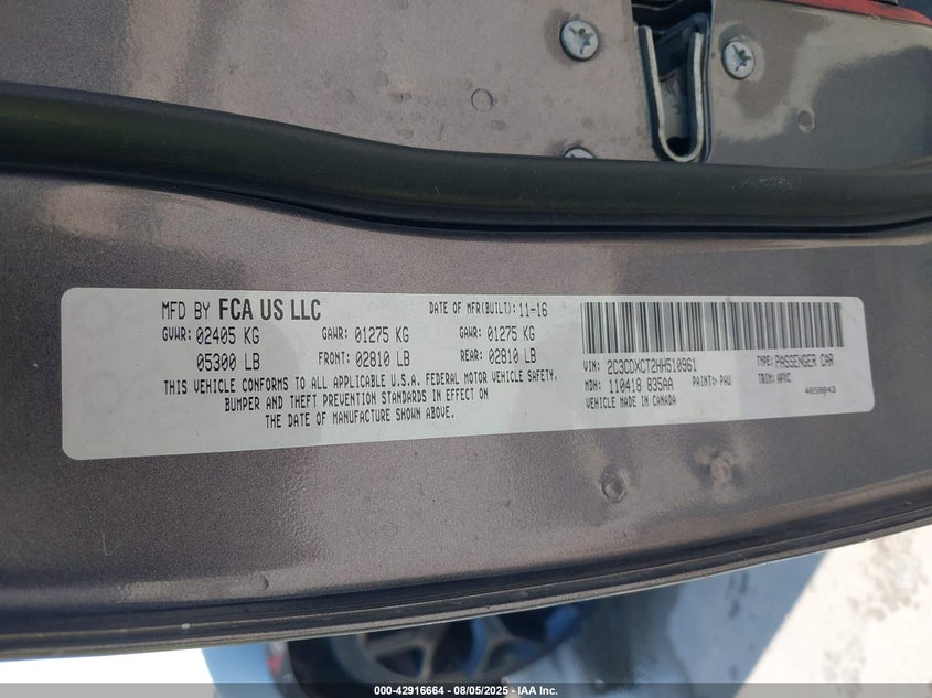 2017 DODGE CHARGER R/T RWD - 2C3CDXCT2HH510961